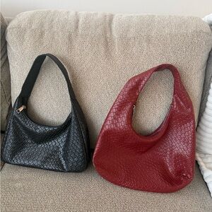 Elegant Black and Red Woven Handbags